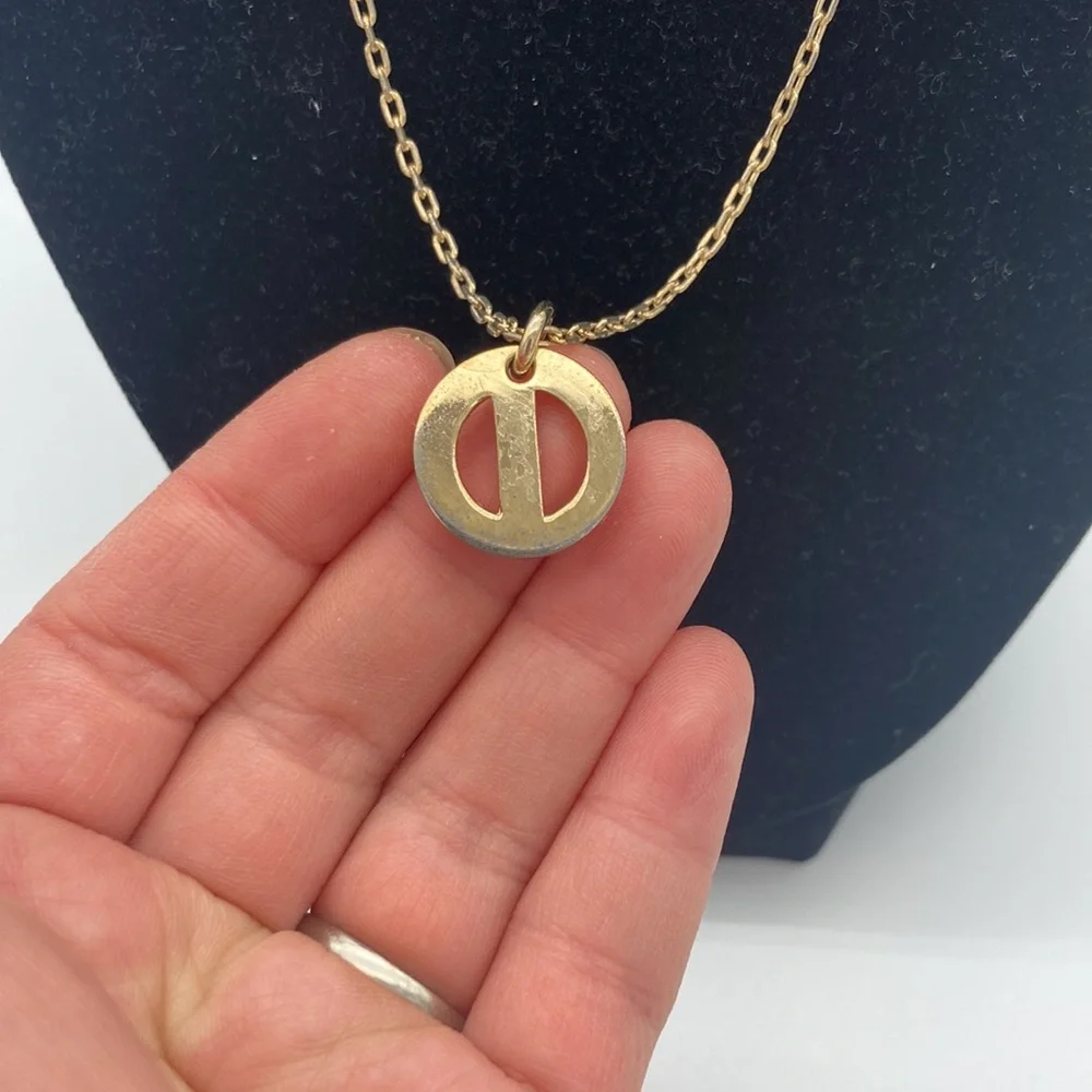 CHRISTIAN DIOR PEDANT GOLD TONE NECKLACE